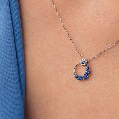 Золотой кулон (бриллианты, сапфиры) пб0210lg №4