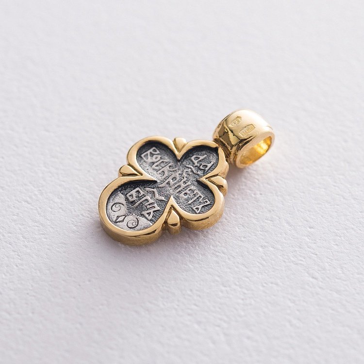 Серебряный детский крестик "Да Воскреснет Бог" с позолотой 13692 от ювелирного магазина Оникс - 4