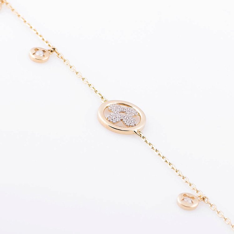 Золотой браслет "Клевер" б02757 от ювелирного магазина Оникс - 1