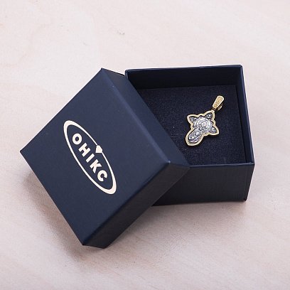 Серебряный крест "Спас Нерукотворный. Успение Божией Матери" 132466 №2