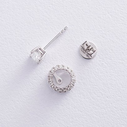 Золотые серьги - трансформеры с бриллиантами сб0337ri №3