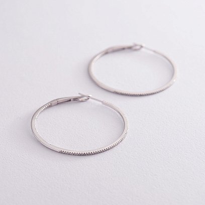 Золоті сережки - кільця з діамантами с490