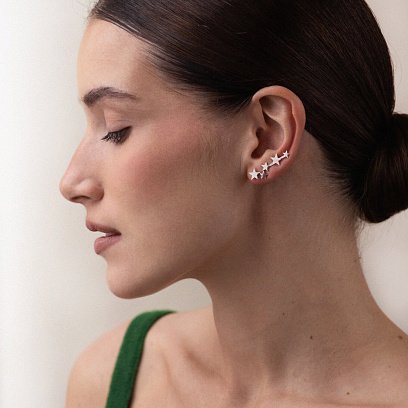 Сережки - клаймбери "Зірочки" в сріблі 122917 №2