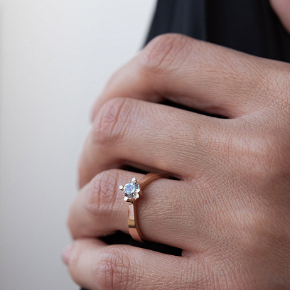 Заручальна золота каблучка з фіанітом к08082 №4