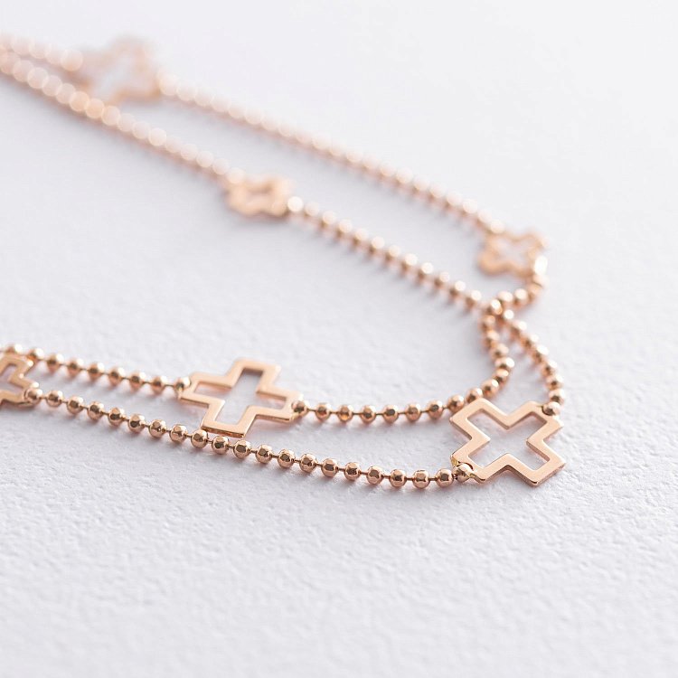 Браслет "Крестики" в красном золоте б04539 от ювелирного магазина Оникс - 3