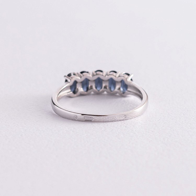 Серебряное кольцо с синтетическими сапфирами 1377/1р-HSPH от ювелирного магазина Оникс - 4