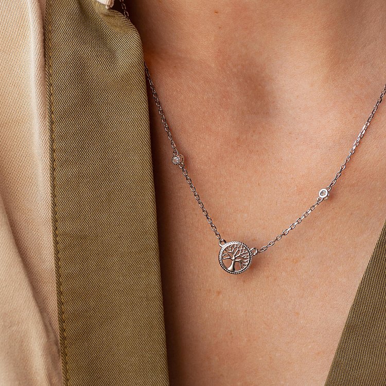 Срібне кольє "Дерево життя" (фіаніт) 18816 від ювелірного магазину Онікс - 3