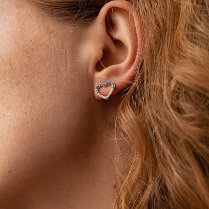 Срібні сережки - пусети "Сердечки" з фіанітами  OR121290 №2