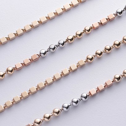 Золотий браслет "Кубики - кульки" б04780 №4