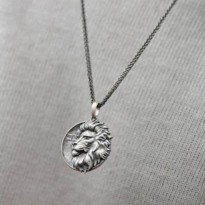 Серебряный кулон "Лев" (возможна индивидуальная гравировка) 1224 №11