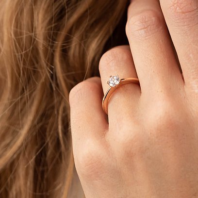 Заручальна каблучка в червоному золоті (фіаніт) к07096 №4