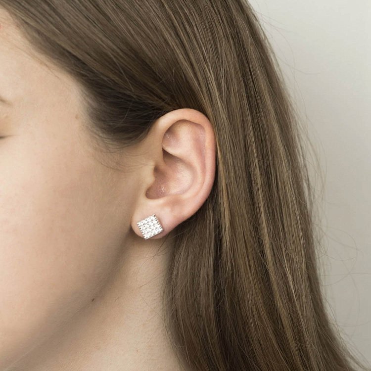 Серебряные серьги-пусеты с фианитами 121928 от ювелирного магазина Оникс - 4