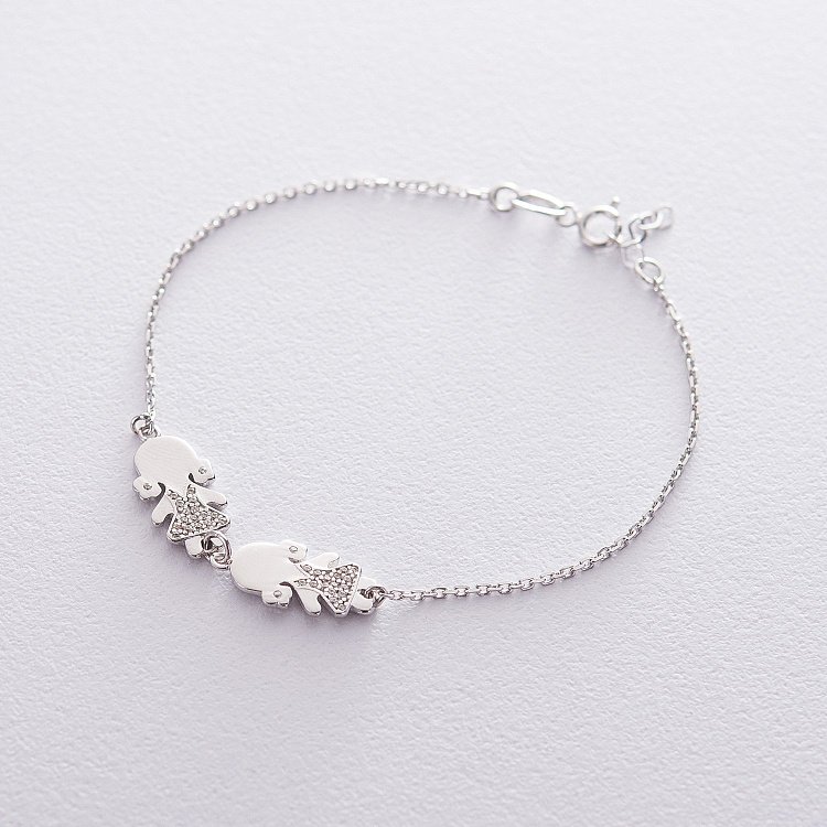 Золотий браслет "Дві дівчинки" з фіанітами б04111 від ювелірного магазину Онікс