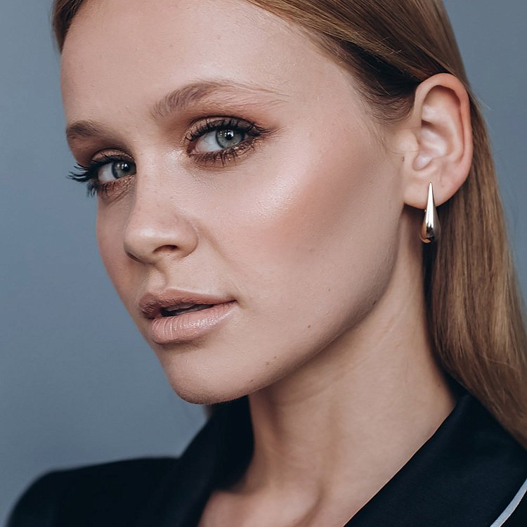 Серьги "Капельки" в красном золоте (3.1 см) с06420 от ювелирного магазина Оникс - 4