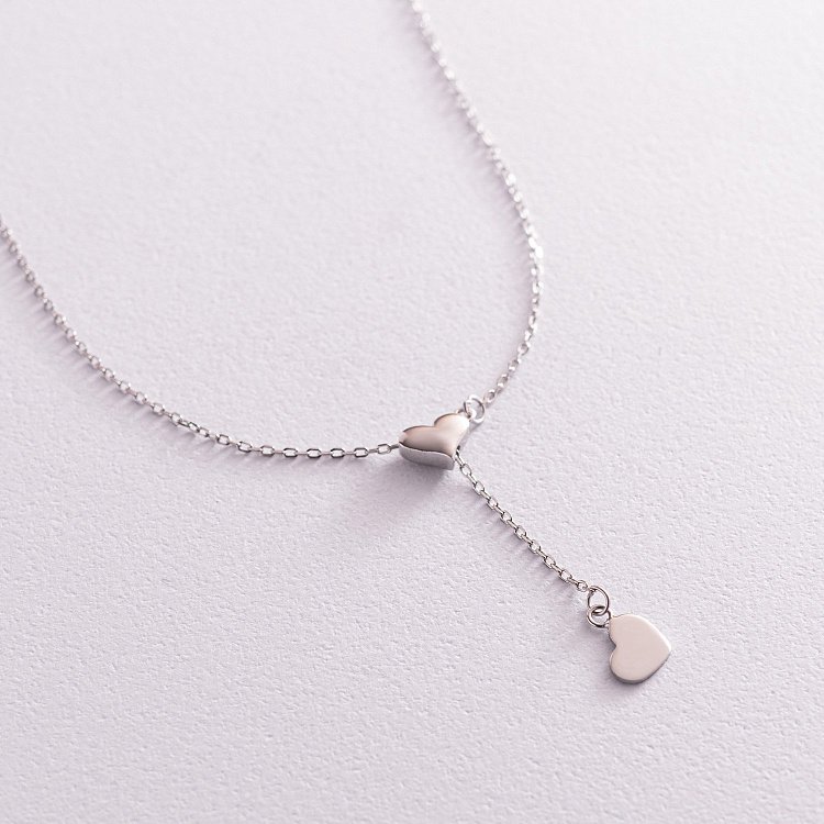 Срібне кольє - краватка "Сердечки" 181190 від ювелірного магазину Онікс