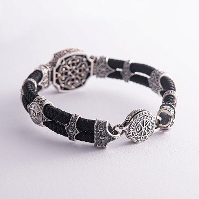 Срібний браслет "Господь Вседержитель" (онікс) 427 №8