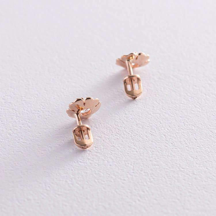 Золоті сережки - пусети "Квіточки" с01934 від ювелірного магазину Онікс - 4