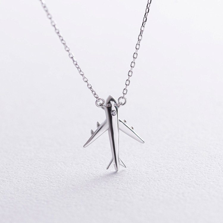 Золоте кольє "Літак" з фіанітом кол02456 від ювелірного магазину Онікс