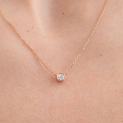 Колье в красном золоте с бриллиантом 719112421 №5