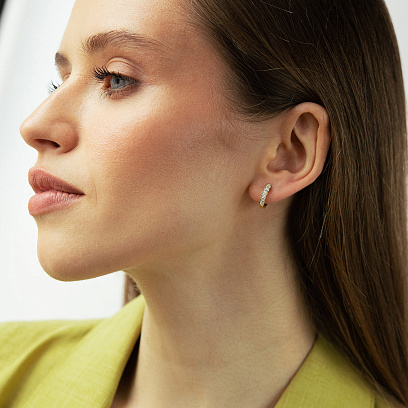 Сережки - кільця в жовтому золоті (діаманти) сб0728ri №2