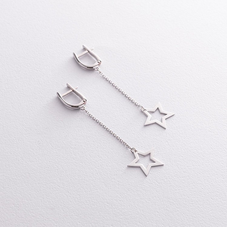Серебряные серьги "Звездочки на цепочке" 902-01376 от ювелирного магазина Оникс - 4