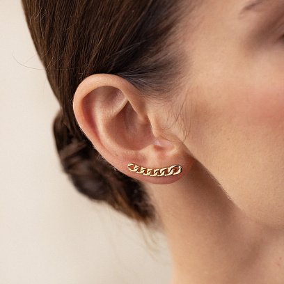 Моносережка "Ланцюжок" у жовтому золоті с08031 №5