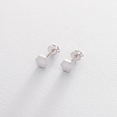 Золотые серьги - пусеты "Шестиугольники" с06185