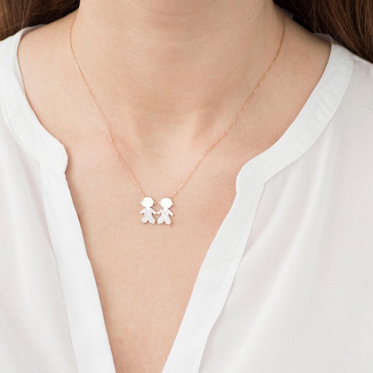 Золоте кольє "Діти" (фіаніти) кол01216 від ювелірного магазину Онікс