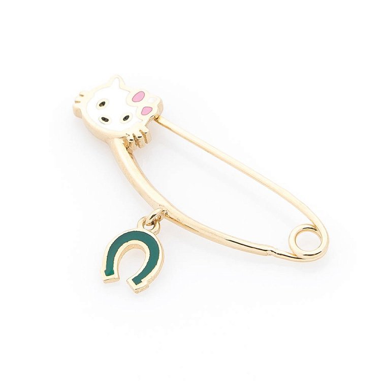 Золота шпилька "Hello Kitty і підкова" зак00256 від ювелірного магазину Онікс