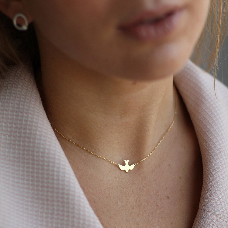 Серебряное колье "Ласточка" с позолотой 18973 от ювелирного магазина Оникс - 8