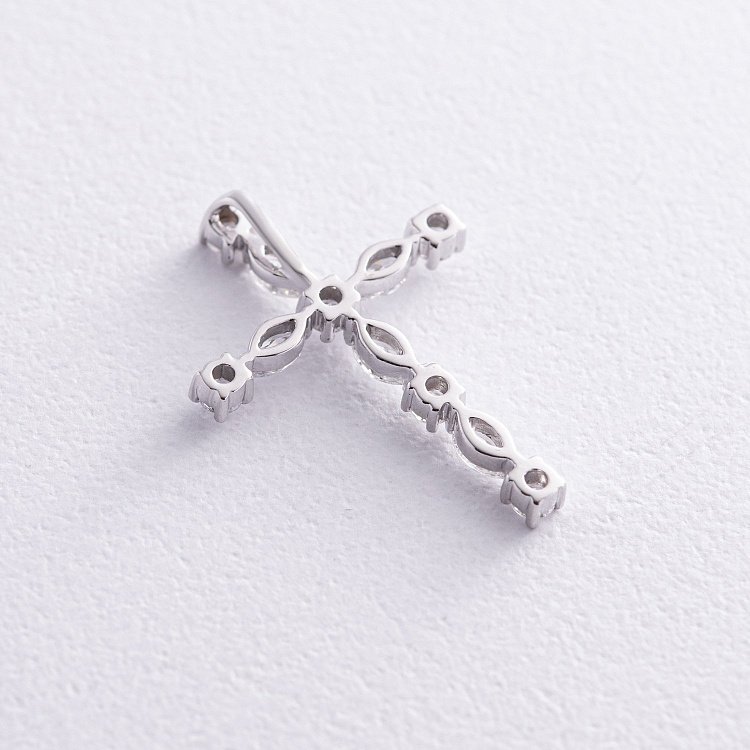 Хрестик у білому золоті з діамантами пб0310nl від ювелірного магазину Онікс - 2