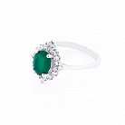 Серебряное помолвочное кольцо (хризопраз, фианиты) 111487 от ювелирного магазина Оникс - 1