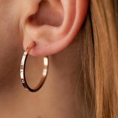 Серьги - кольца в красном золоте с08285 №2