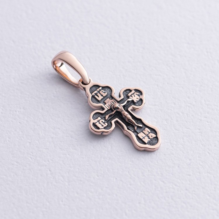 Золотой православный крест "Распятие" п01576 от ювелирного магазина Оникс