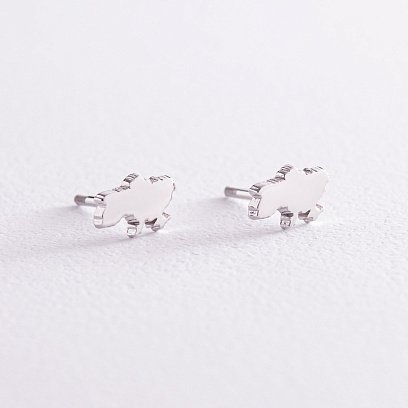 Серьги - пусеты "Карта Украины" в белом золоте с08012