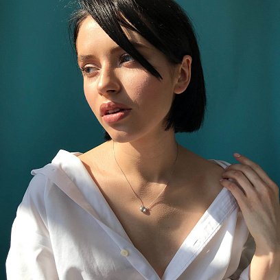 Золотое колье с голубым топазом кол01325 №3