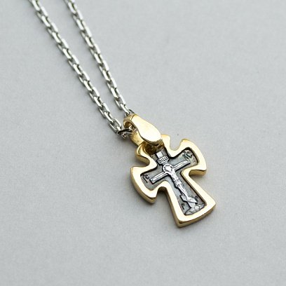 Крестик "Спаси и сохрани" (позолота) 131813 №6