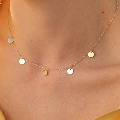 Золоте кольє з монетками (5 шт) кол01432 №8