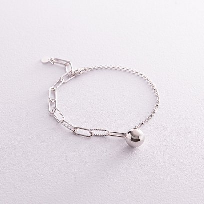 Срібний браслет "Ланцюжок з кулькою" 141613
