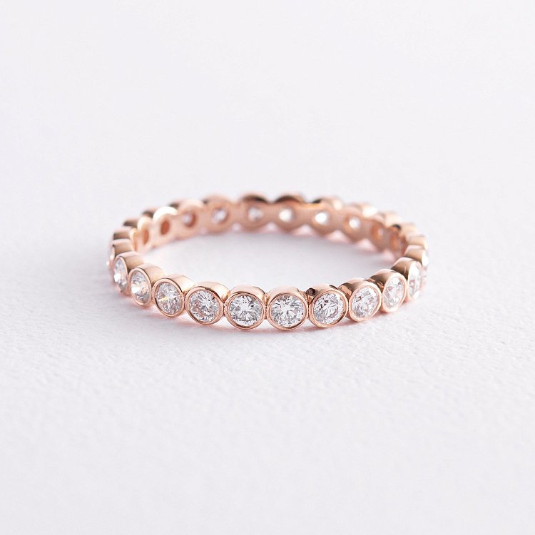 Кольцо в красном золоте с бриллиантами 211562421 от ювелирного магазина Оникс - 2