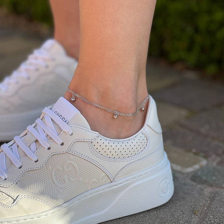 Срібний браслет на ногу з сердечками 141420 від ювелірного магазину Онікс - 1