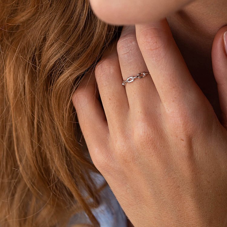 Каблучка "Ланцюжок" у білому золоті к07100 від ювелірного магазину Онікс - 7