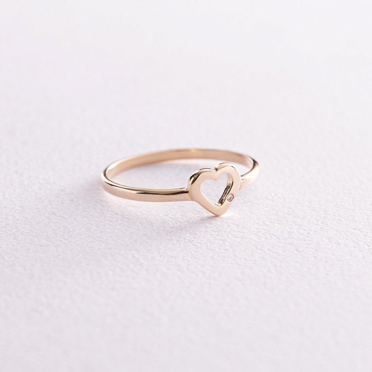 Каблучка "Сердечко з фіанітом" у жовтому золоті к07109 Каблучка "Сердечко з фіанітом" у жовтому золоті к07109 від ювелірного магазину Онікс