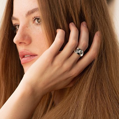 Широкое серебряное кольцо "Greta" 112786 №9