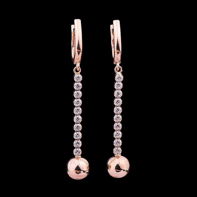 Серьги "Шарики" с фианитами с01313 от ювелирного магазина Оникс - 1