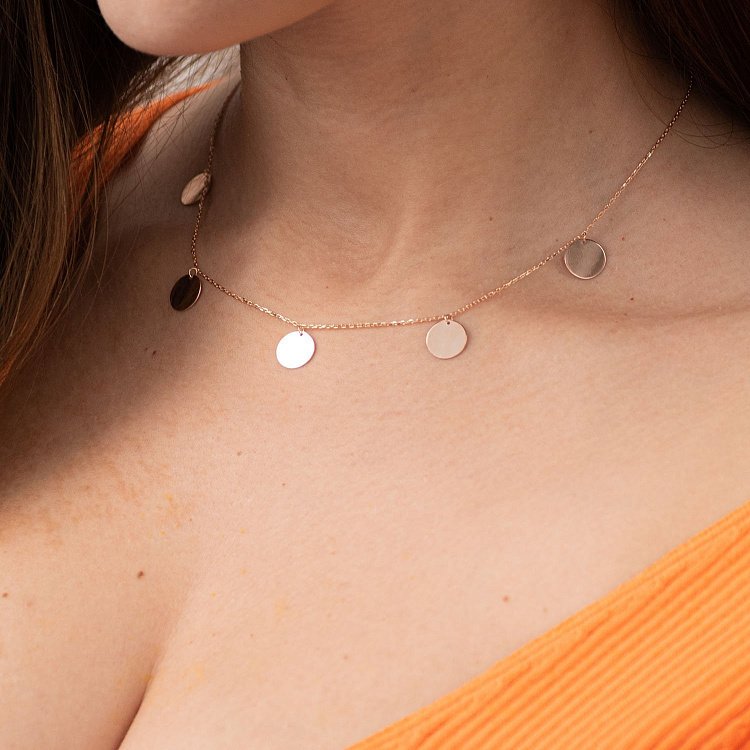 Кольє "Монетки" в червоному золоті (5 шт) кол01708 від ювелірного магазину Онікс - 2