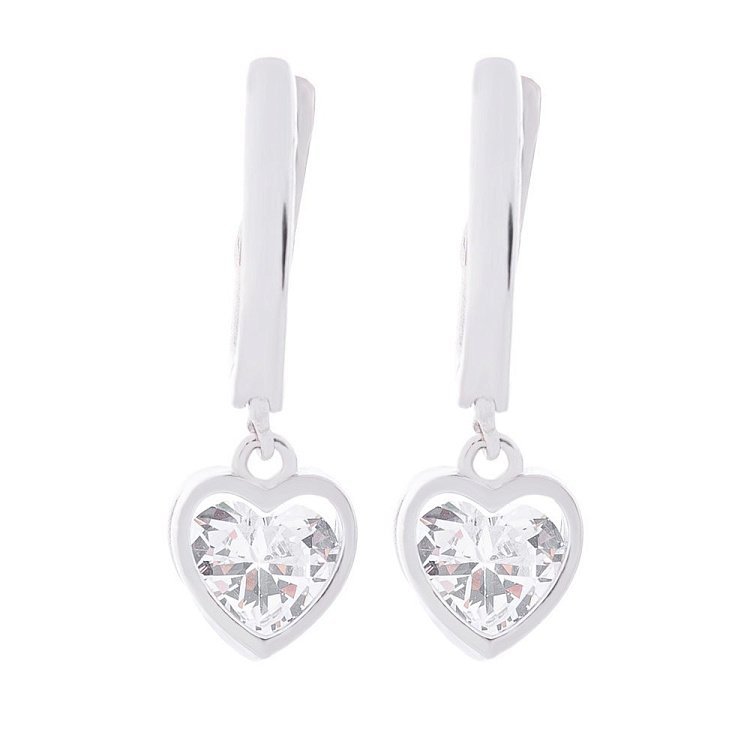 Срібні сережки з сердечками (фіаніт) 122394 від ювелірного магазину Онікс - 1