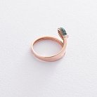 Золотое кольцо "Спичка" (зеленые фианиты) к06264 от ювелирного магазина Оникс - 2