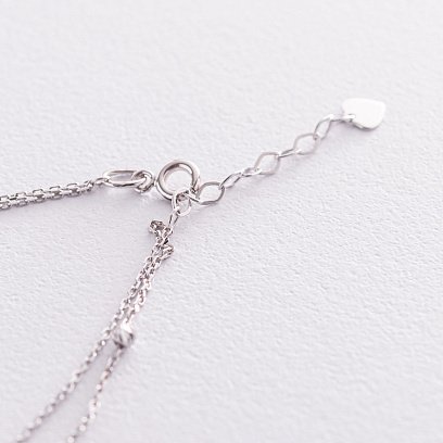 Двойной браслет "Шарики" в белом золоте б04705 №4