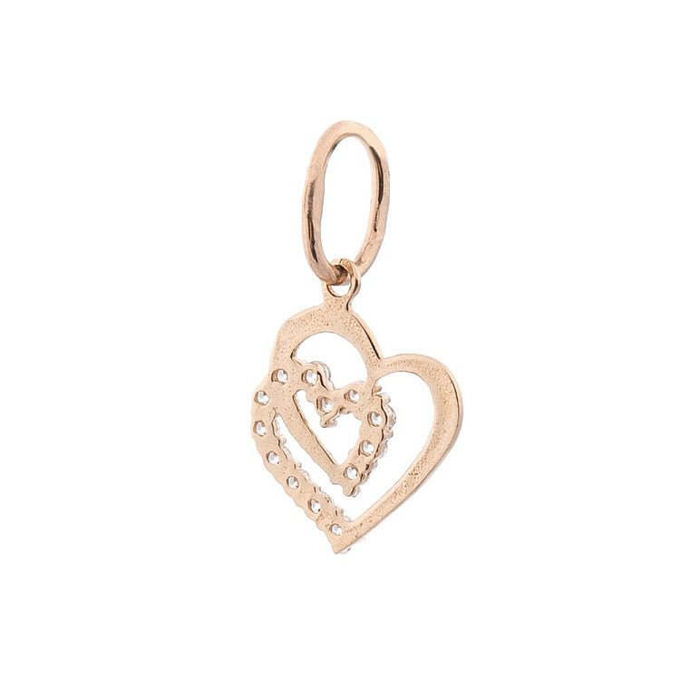 Золотая подвеска "Сердечка" (фианиты) п02910 от ювелирного магазина Оникс - 1
